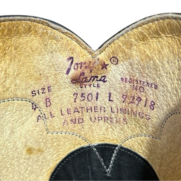 TONY LAMA Black Leather Western Roper Cowgirl Boots Rodeo Style 7501L sz 4B - Picture 6 of 10